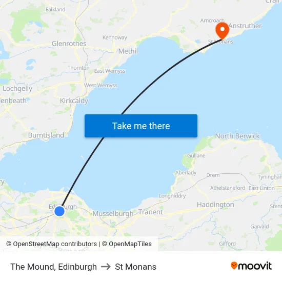 The Mound, Edinburgh to St Monans map
