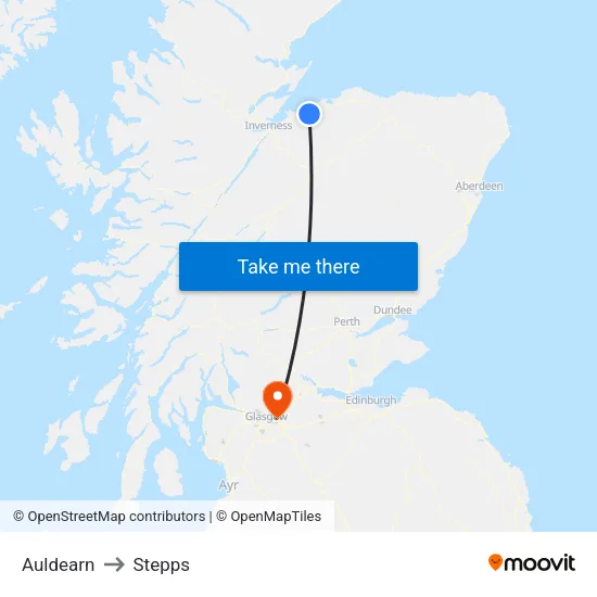 Auldearn to Stepps map