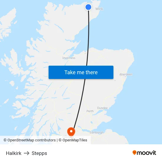 Halkirk to Stepps map