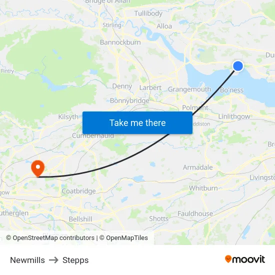 Newmills to Stepps map
