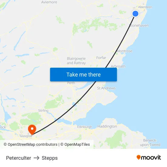 Peterculter to Stepps map