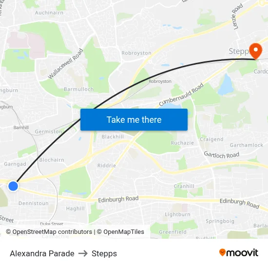 Alexandra Parade to Stepps map