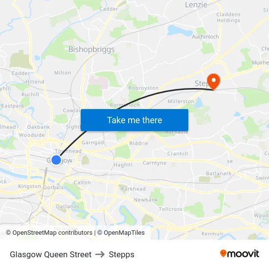 Glasgow Queen Street to Stepps map