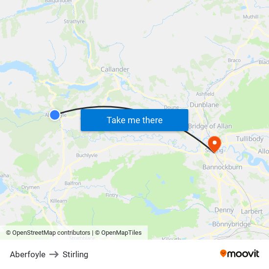 Aberfoyle to Stirling map