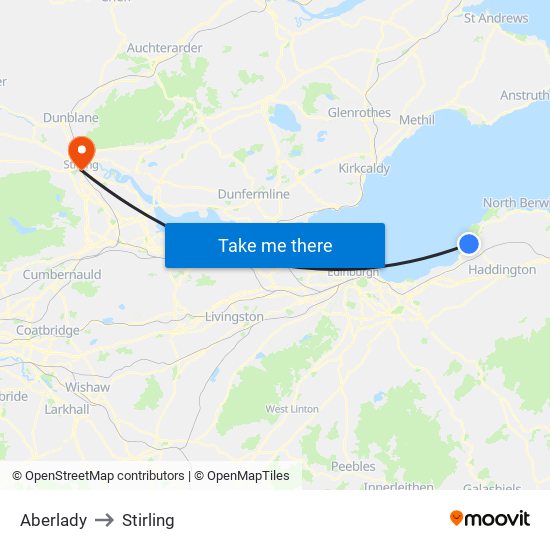Aberlady to Stirling map