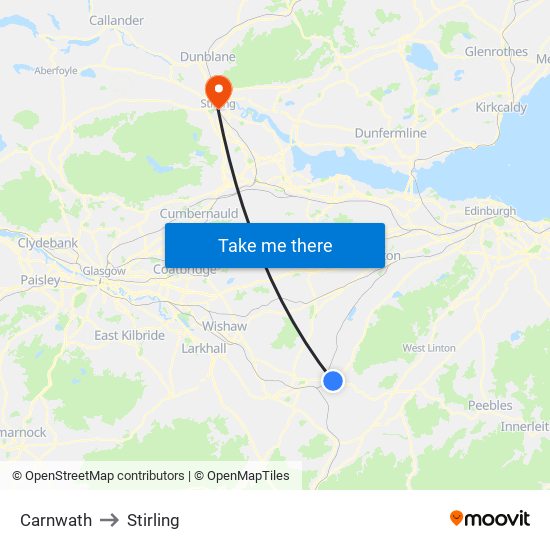 Carnwath to Stirling map