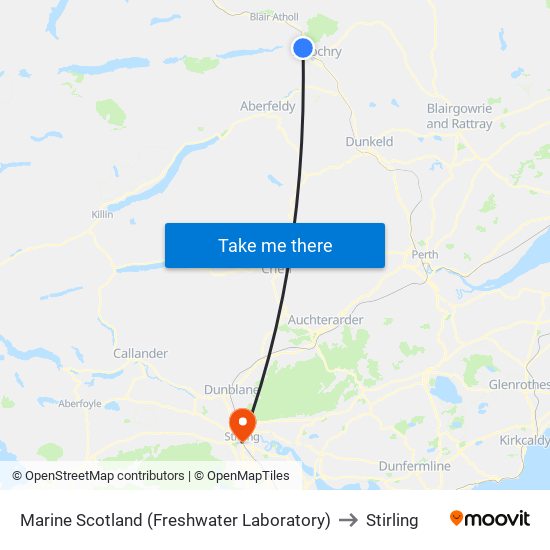 Marine Scotland (Freshwater Laboratory) to Stirling map