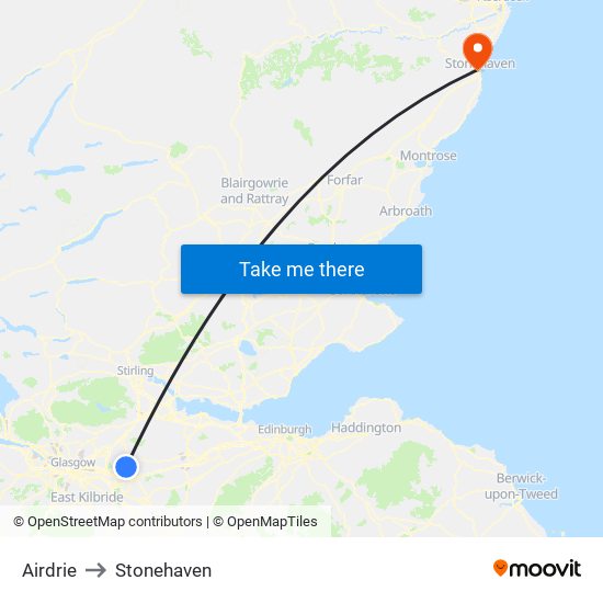 Airdrie to Stonehaven map