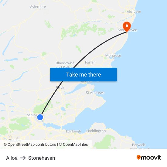 Alloa to Stonehaven map