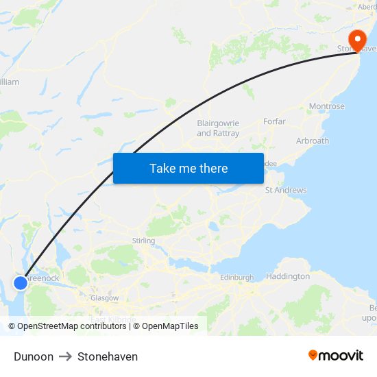 Dunoon to Stonehaven map