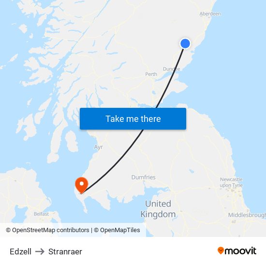 Edzell to Stranraer map