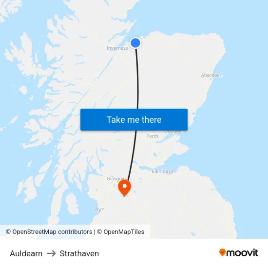Auldearn to Strathaven map