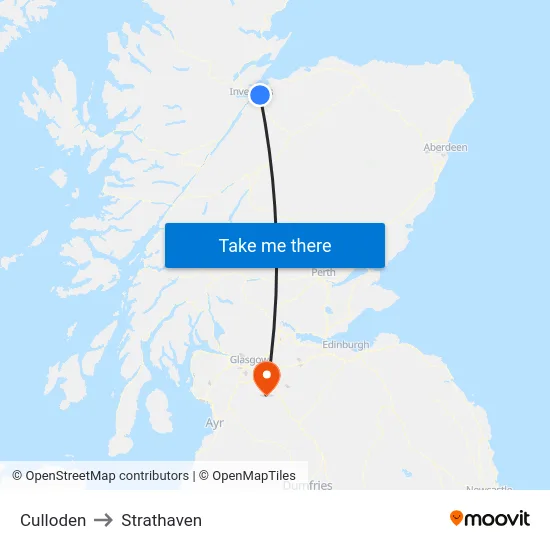 Culloden to Strathaven map