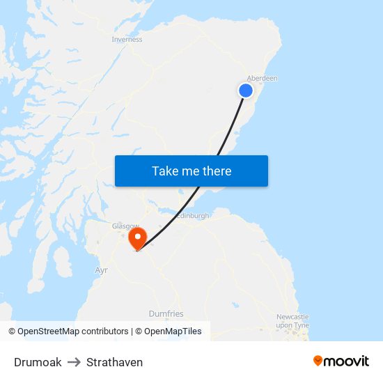 Drumoak to Strathaven map