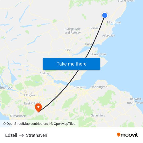 Edzell to Strathaven map