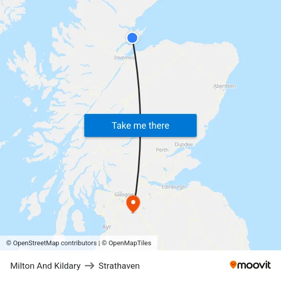 Milton And Kildary to Strathaven map