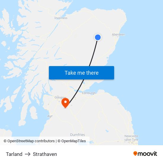 Tarland to Strathaven map