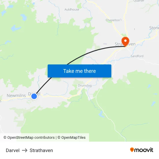 Darvel to Strathaven map