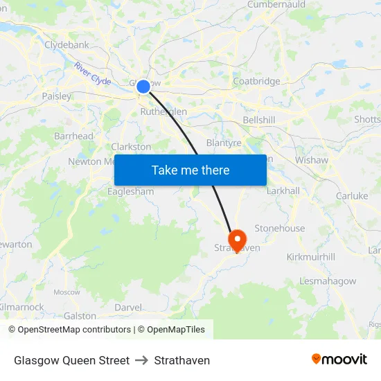 Glasgow Queen Street to Strathaven map
