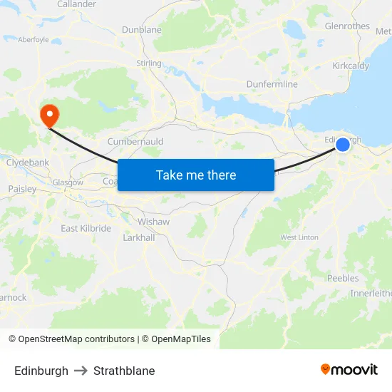 Edinburgh to Strathblane map