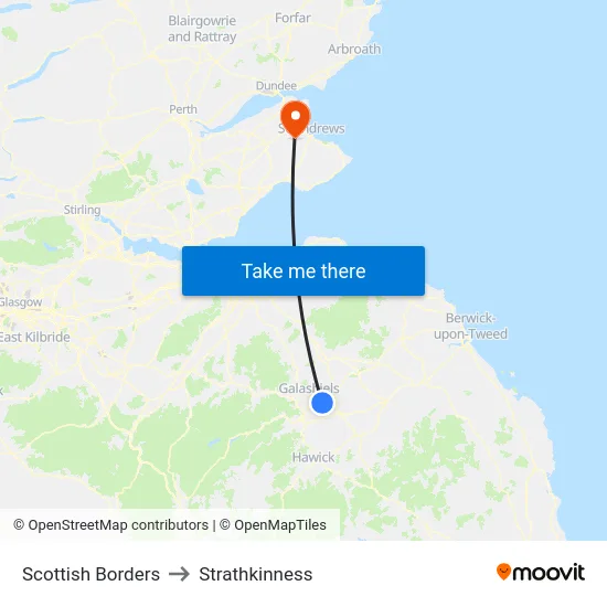 Scottish Borders to Strathkinness map