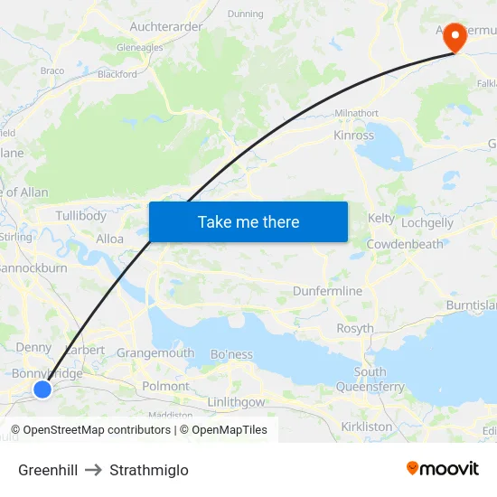 Greenhill to Strathmiglo map