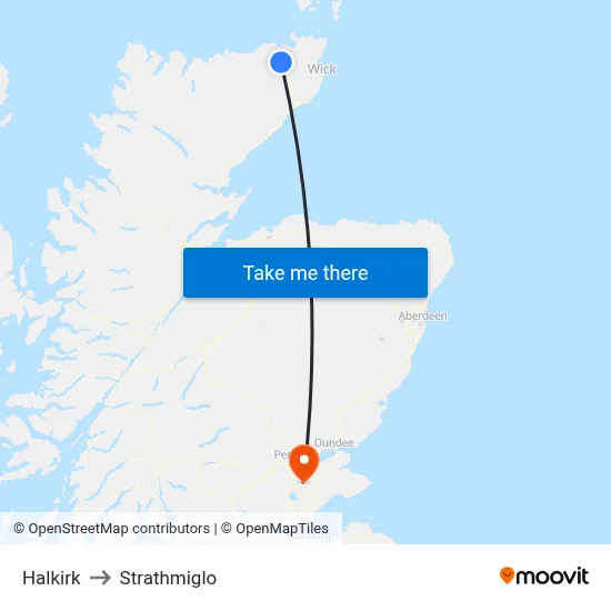 Halkirk to Strathmiglo map
