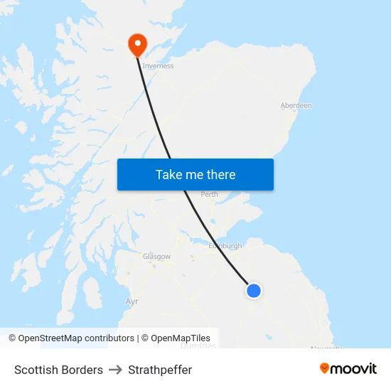 Scottish Borders to Strathpeffer map