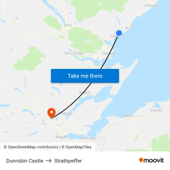 Dunrobin Castle to Strathpeffer map