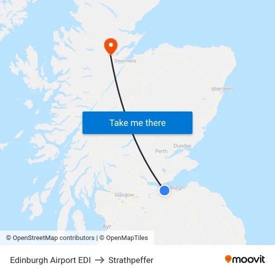 Edinburgh Airport EDI to Strathpeffer map