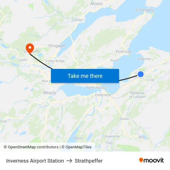 Inverness Airport Station to Strathpeffer map