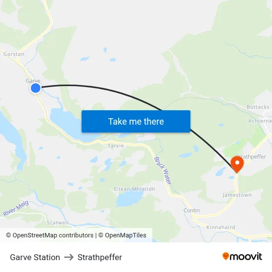 Garve Station to Strathpeffer map