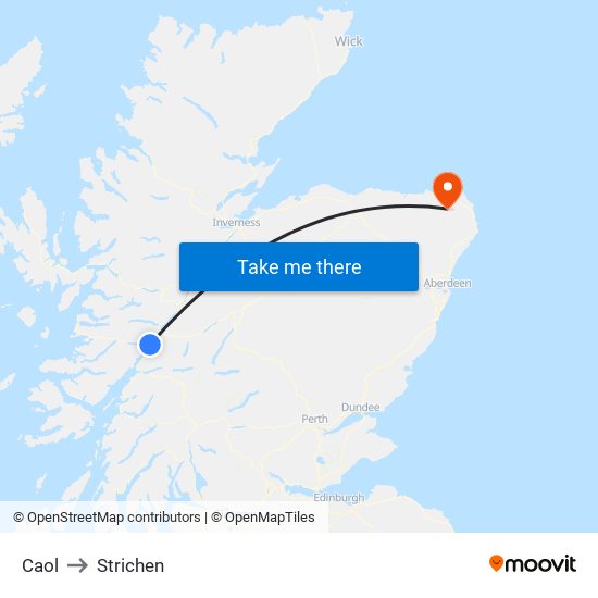 Caol to Strichen map