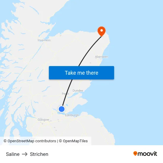 Saline to Strichen map