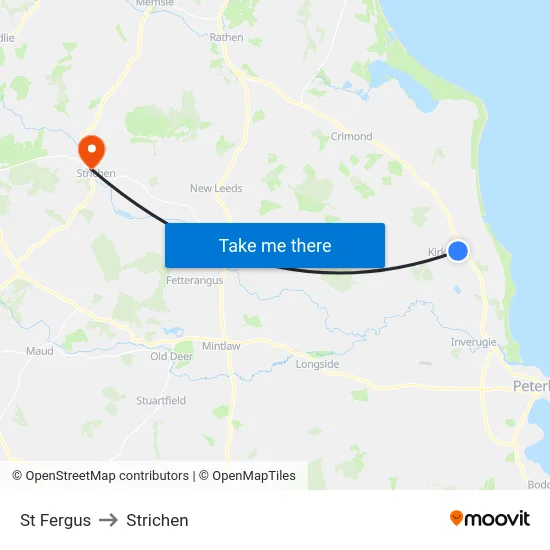 St Fergus to Strichen map