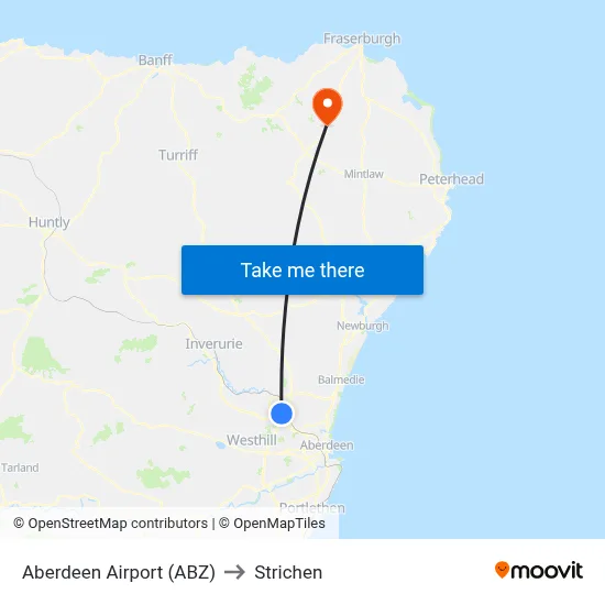 Aberdeen Airport (ABZ) to Strichen map