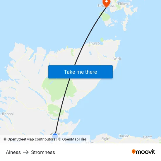 Alness to Stromness map