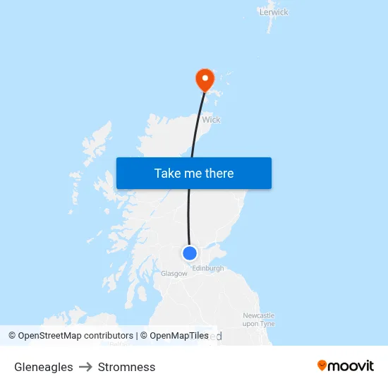 Gleneagles to Stromness map