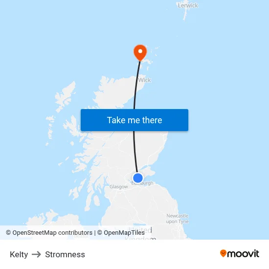 Kelty to Stromness map