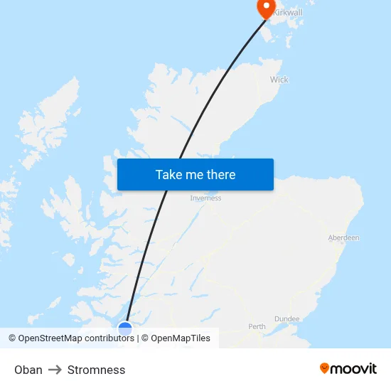 Oban to Stromness map