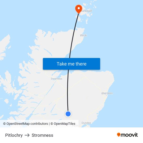 Pitlochry to Stromness map