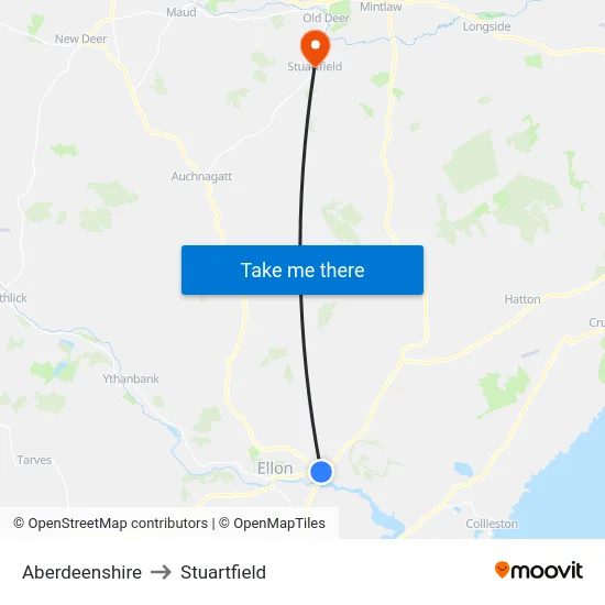 Aberdeenshire to Stuartfield map