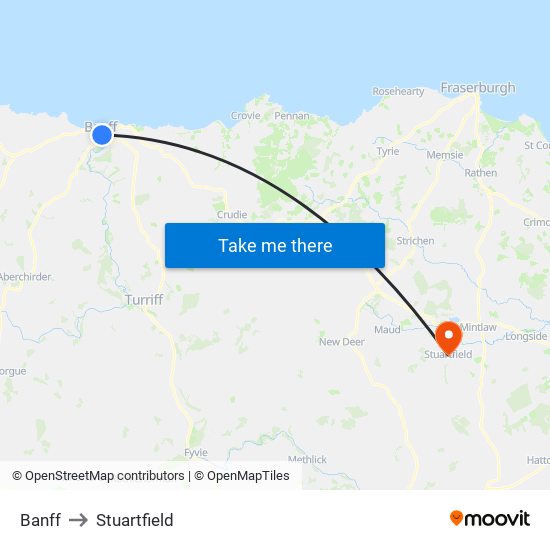 Banff to Stuartfield map