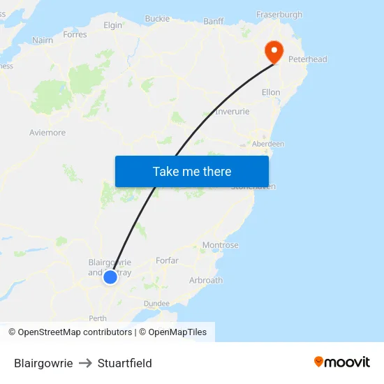 Blairgowrie to Stuartfield map