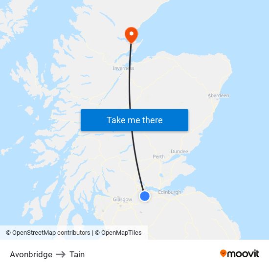 Avonbridge to Tain map