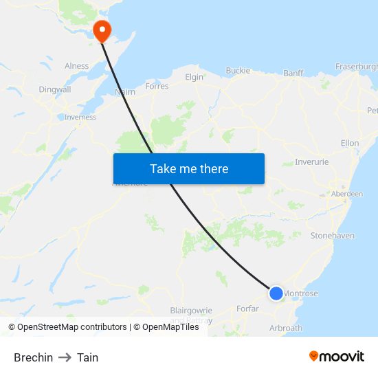 Brechin to Tain map