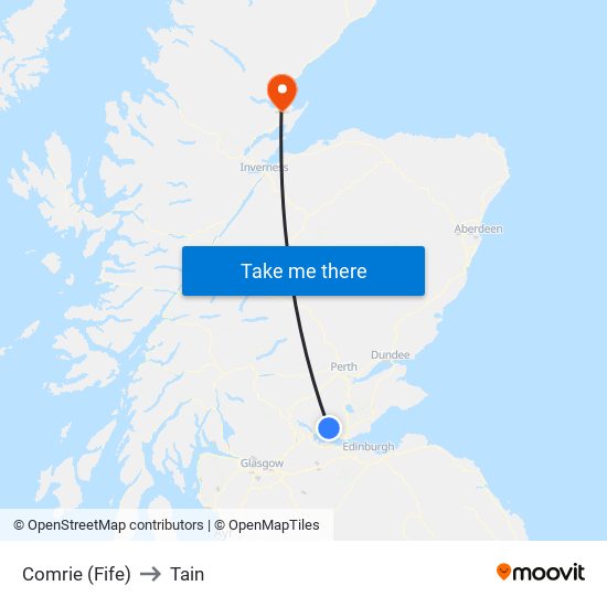 Comrie (Fife) to Tain map