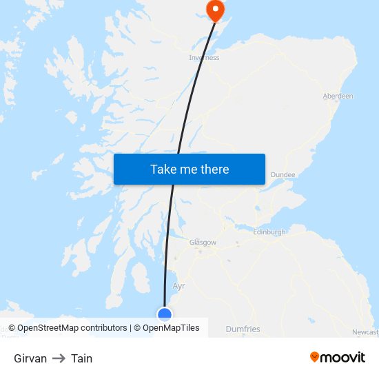 Girvan to Tain map