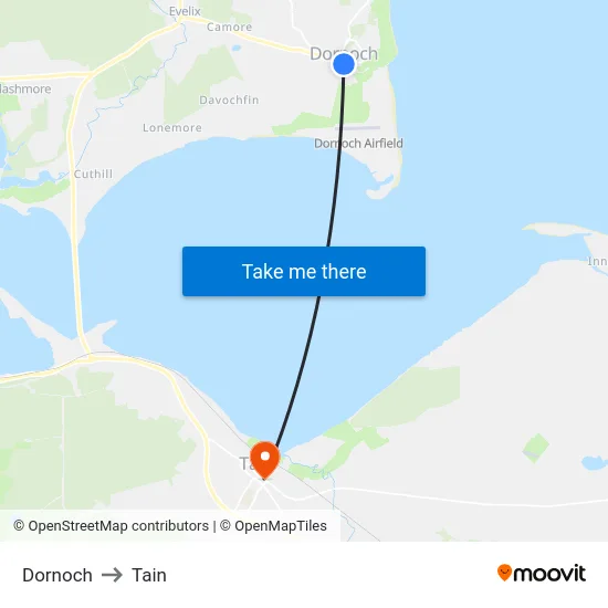 Dornoch to Tain map