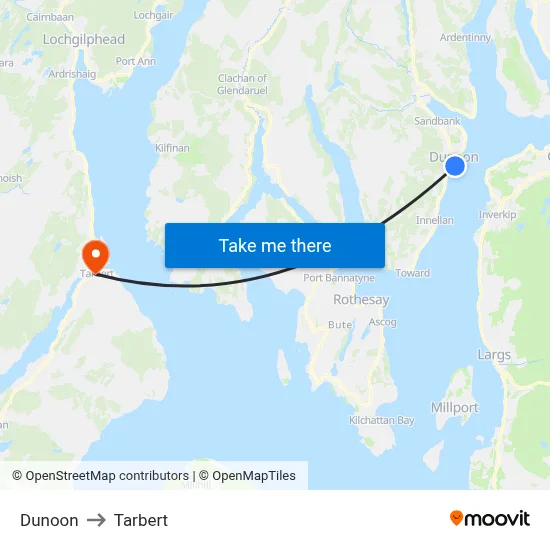Dunoon to Tarbert map